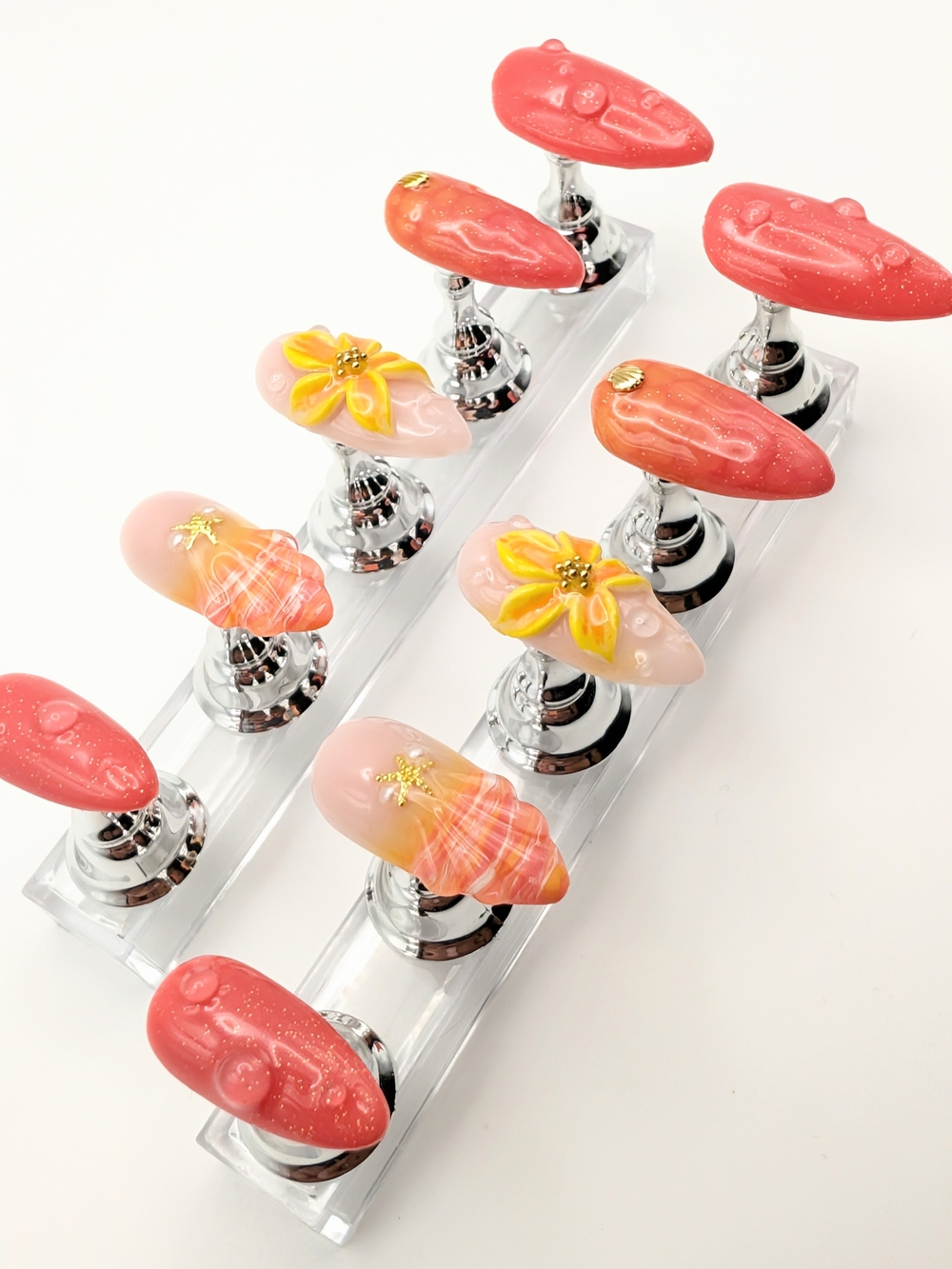 Handmade Tropical Sunset Med. Almond Press On Nails